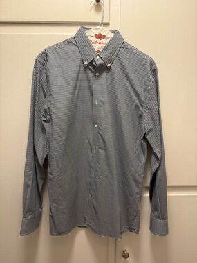 Tommy Hilfiger Navy and White Micro-Check Button-Down Shirt